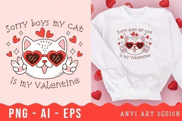 Download Funny Cat Valentines Day Sublimation PNG - Valentines Collection