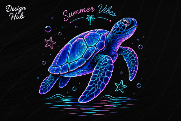 Download Neon Sea Turtle Summer Vibes PNG - Summer vibes png Collection