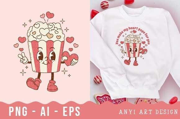 Download Retro Popcord Valentines Day Sublimation - Valentines Collection