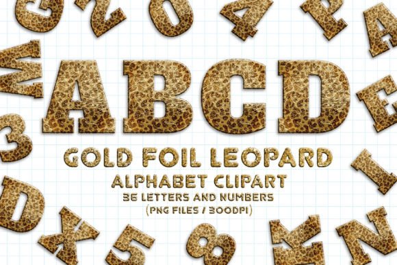 Download Gold Foil Leopard Glitter Alphabet - Foil Collection